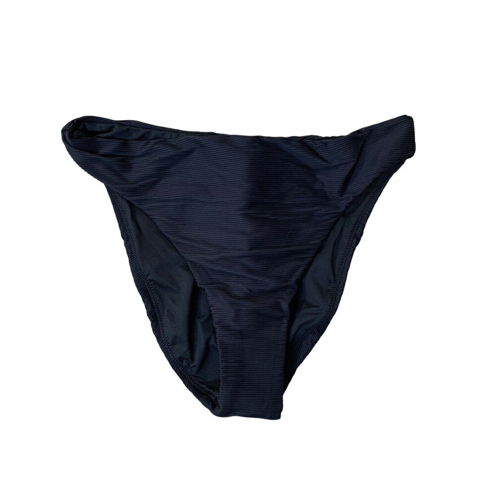 J. Crew Ribbed High Rise Cheeky Bikini Bottom Women’s Sz Small Black BE808 New!